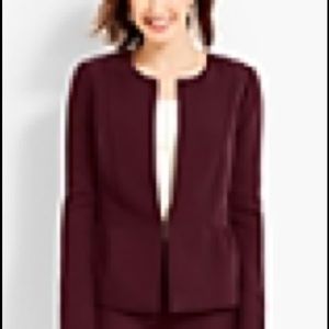 Talbots Crepe Jewel-Neck jacket. Deep Wine.